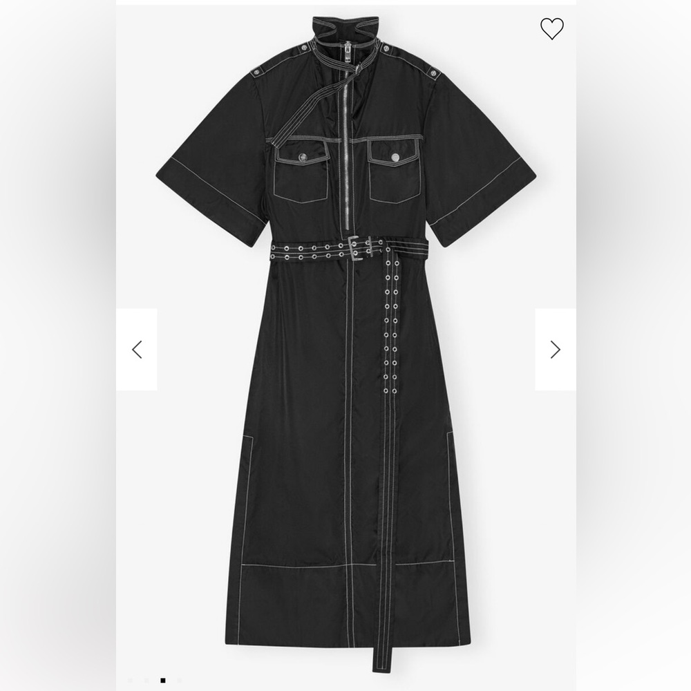 Ganni Black Nylong Belted Dress